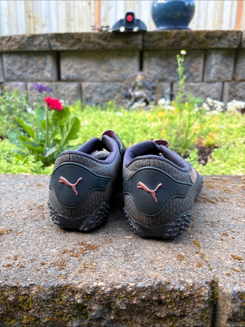 Puma Black Sneakers with Rose Accents